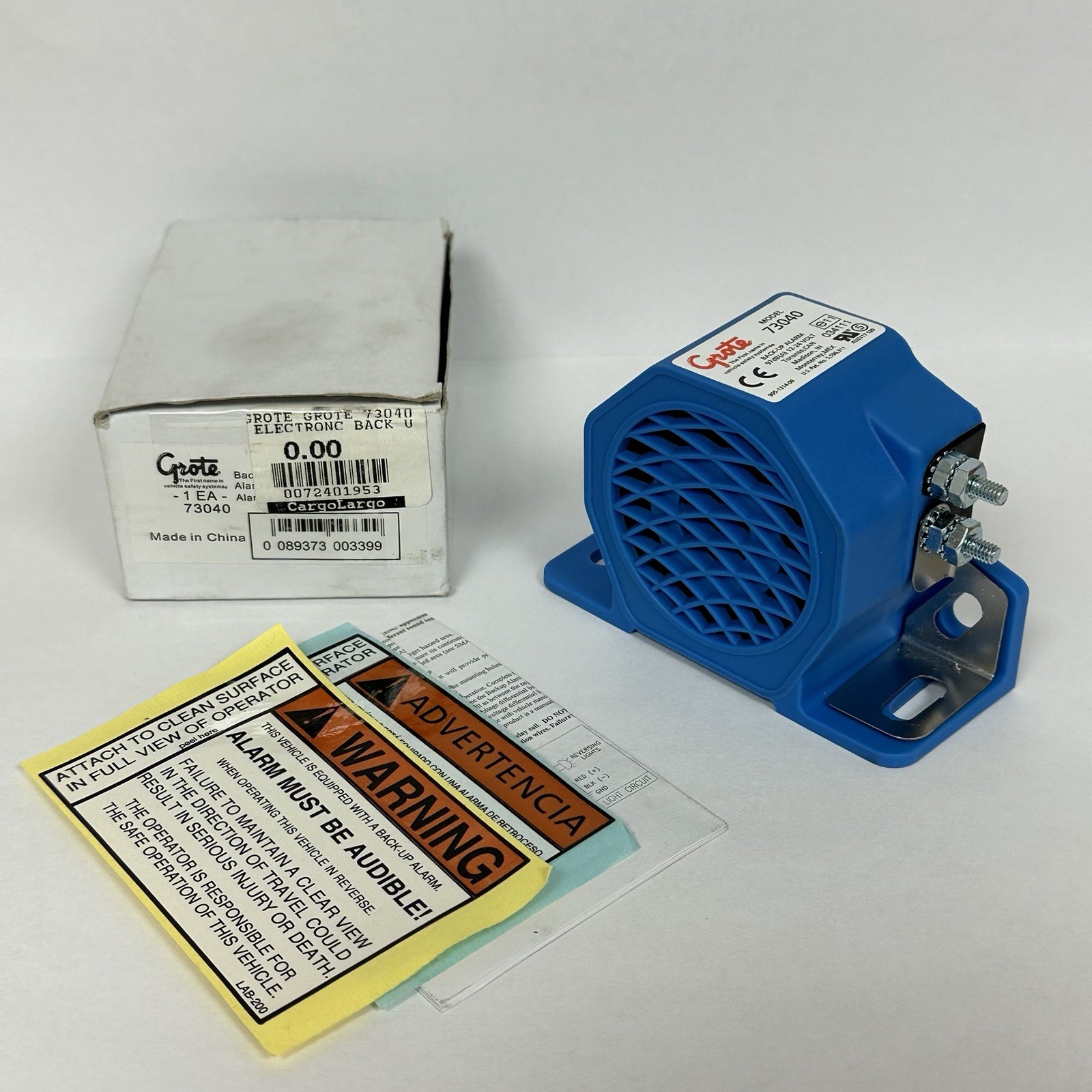 Grote 73040 Back Up Alarm,  Self-Grounding, 97Db, Blue