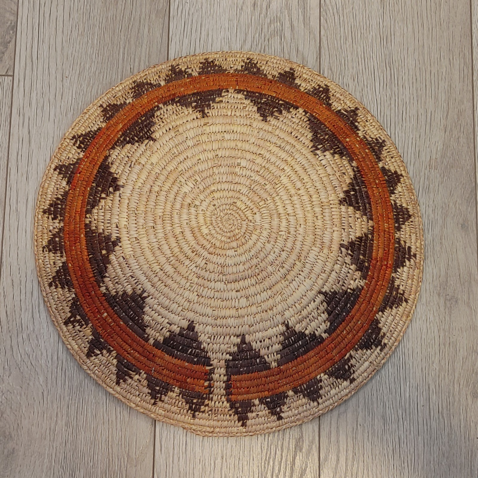 Hand Woven Basket Bowl Star Pattern 16"