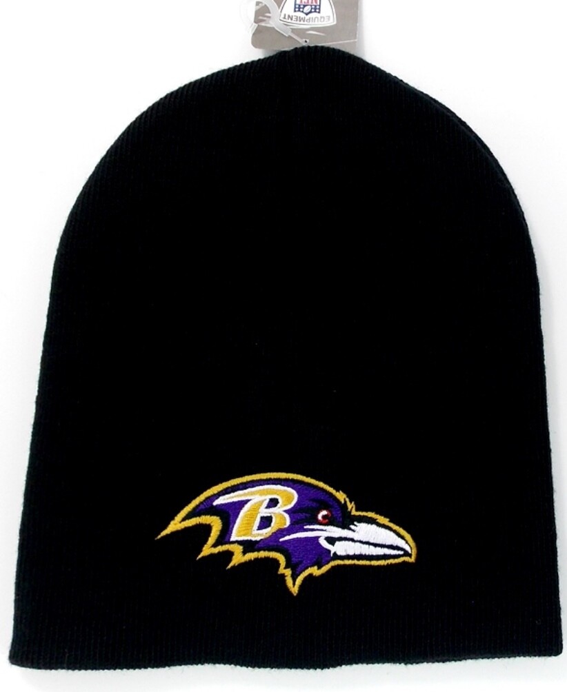 Baltimore Ravens Sideline Cold Weather Uncuffed Knit Beanie Cap Hat Black