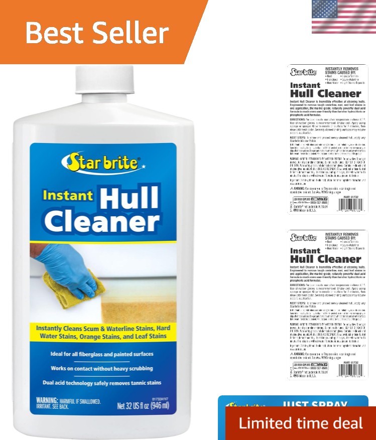 Advanced 32oz Hull Cleaner - Scrub Free Stain Removal for Fiberglass & Plastic