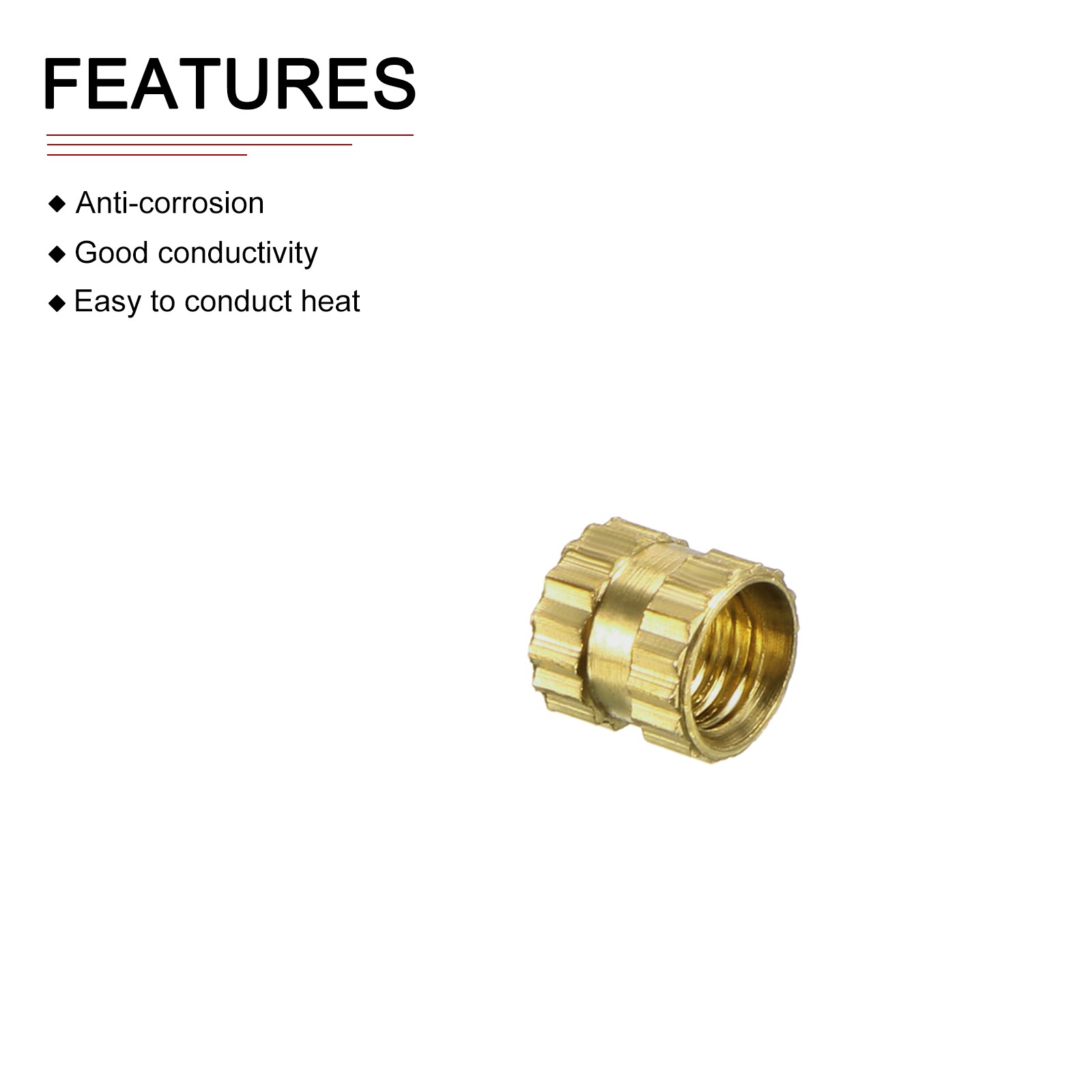 M3x4x4mm(IDxLxOD) Knurled Insert Nuts - 30 Pack - Good for Plastic Shells