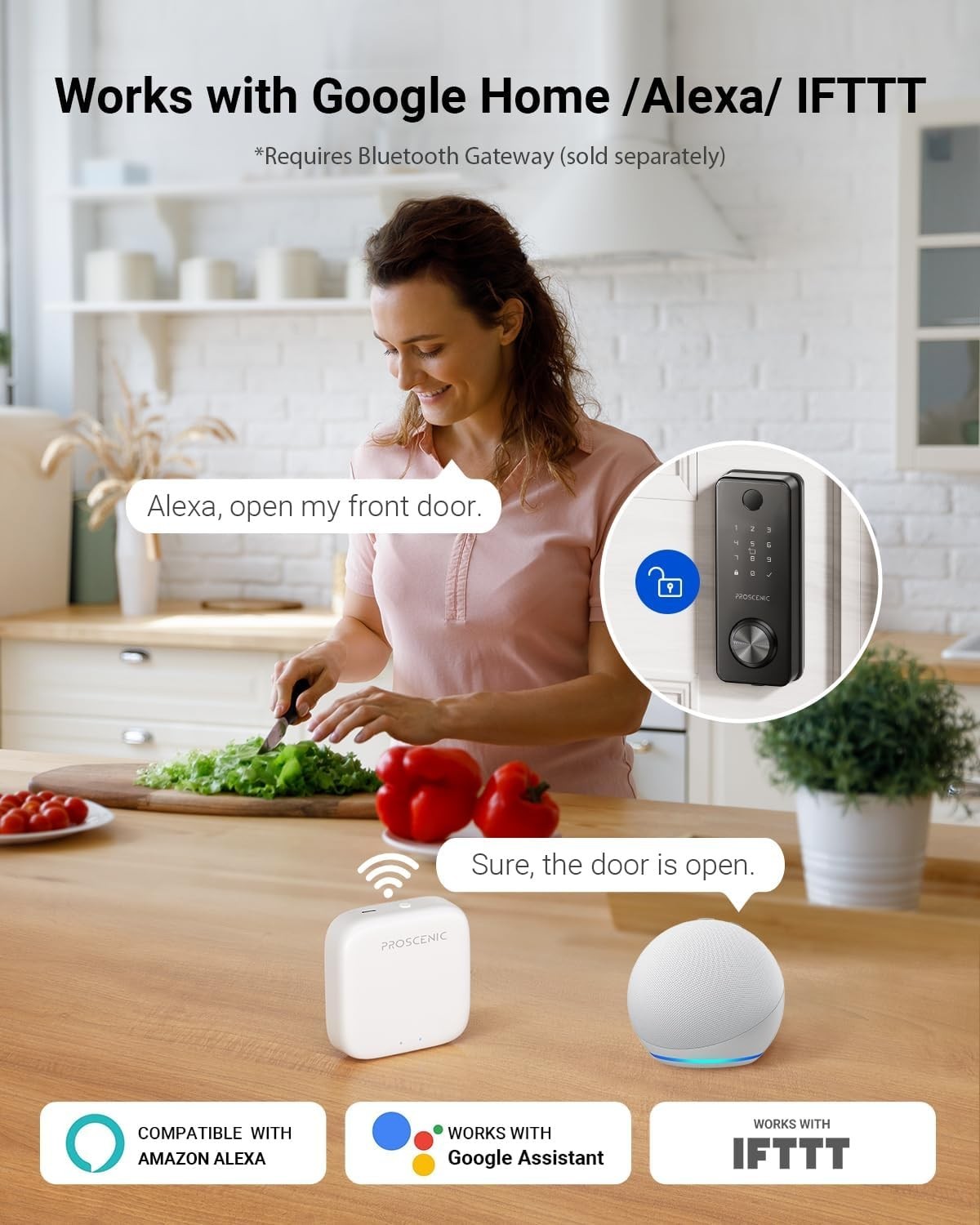 Security Smart Lock Fingerprint Keyless Entry Door Lock Wi-Fi Deadbolt Gateway