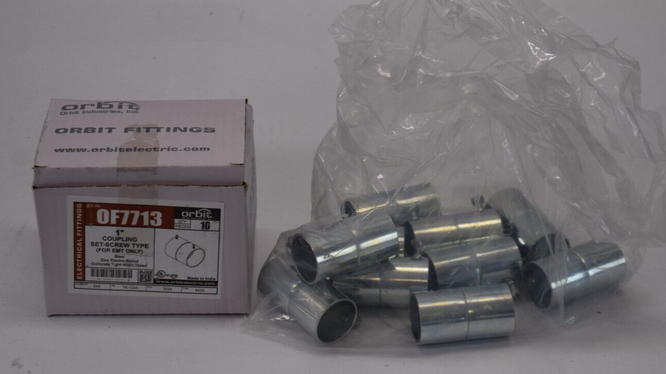 Lot of 10 Orbit OF7713 1" Set Screw Type Couplings Zinc Plated Concrete Tight