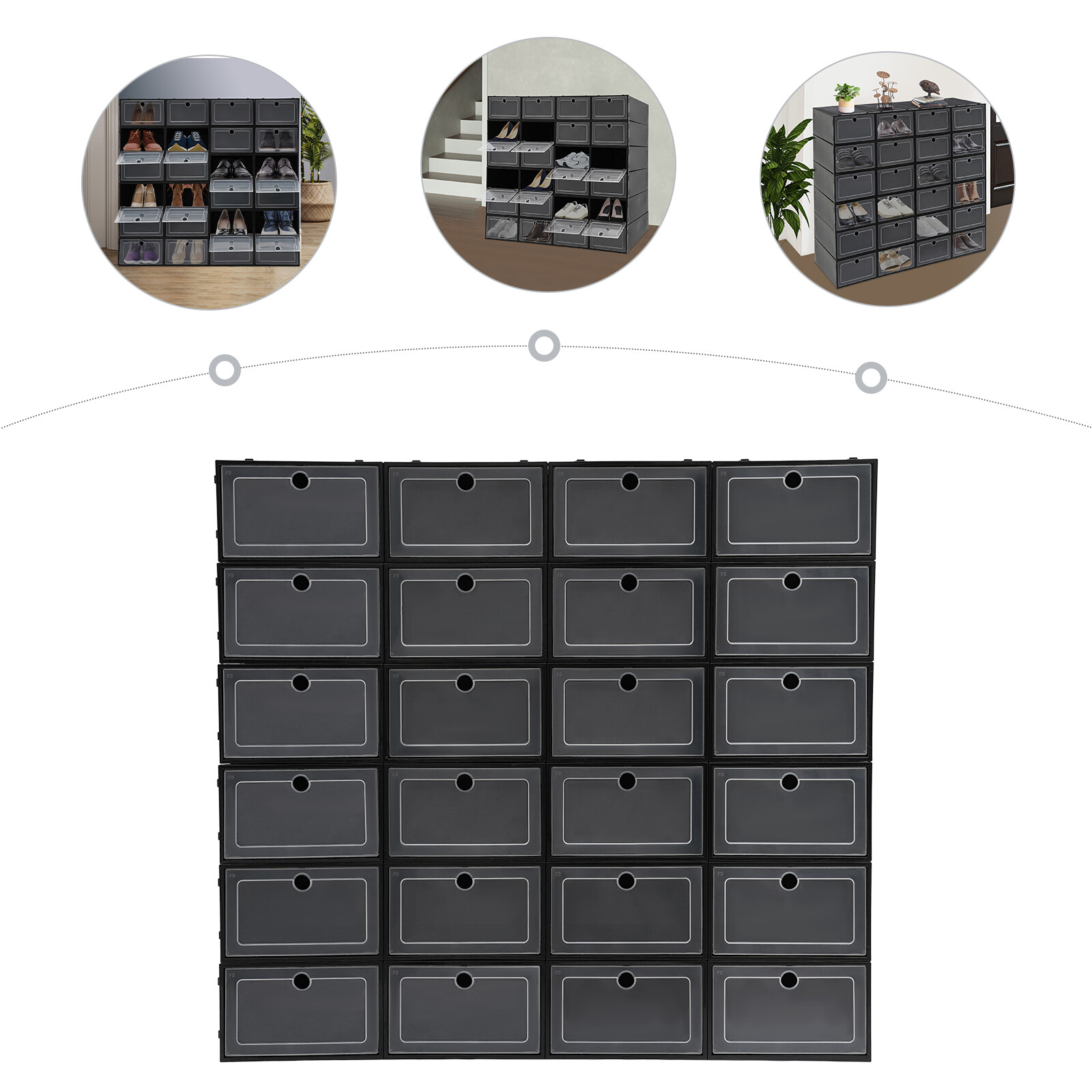24 Pack Shoe Storage Boxes, Stackable Shoe Boxes, Shoe Storage Organizer NEW