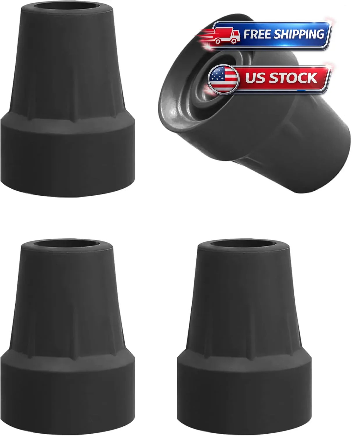 4Pcs Cane Tips 3/4 Inch Heavy Duty Rubber Cane Tips Anti Slip TPR Replacement...