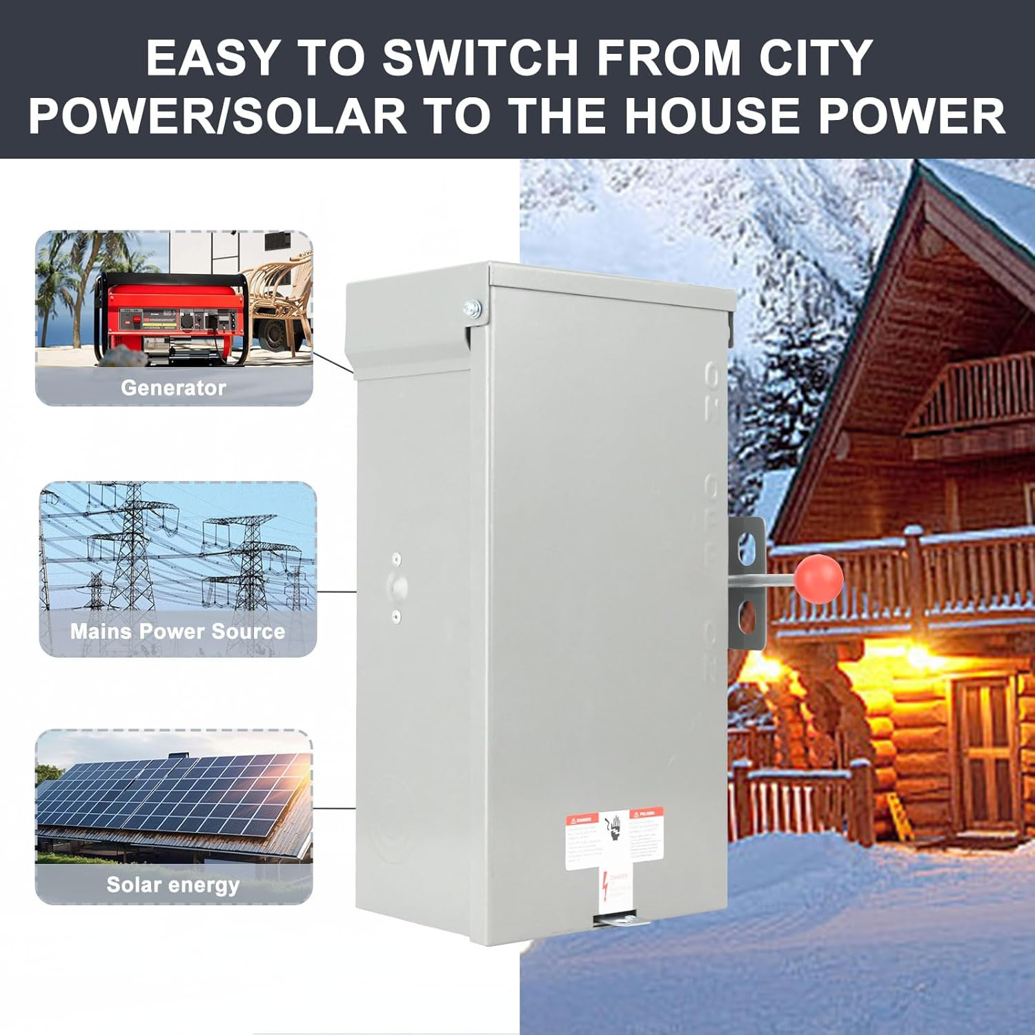 Generator Transfer Switch 100A, Manual Transfer Switch for Home Generator, Heavy