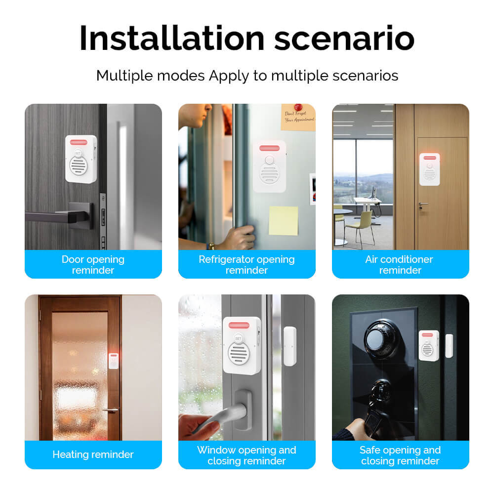 Wireless Door Alarm When Opened Voice Alert Magnetic Sensor Adjustable Volume ×3