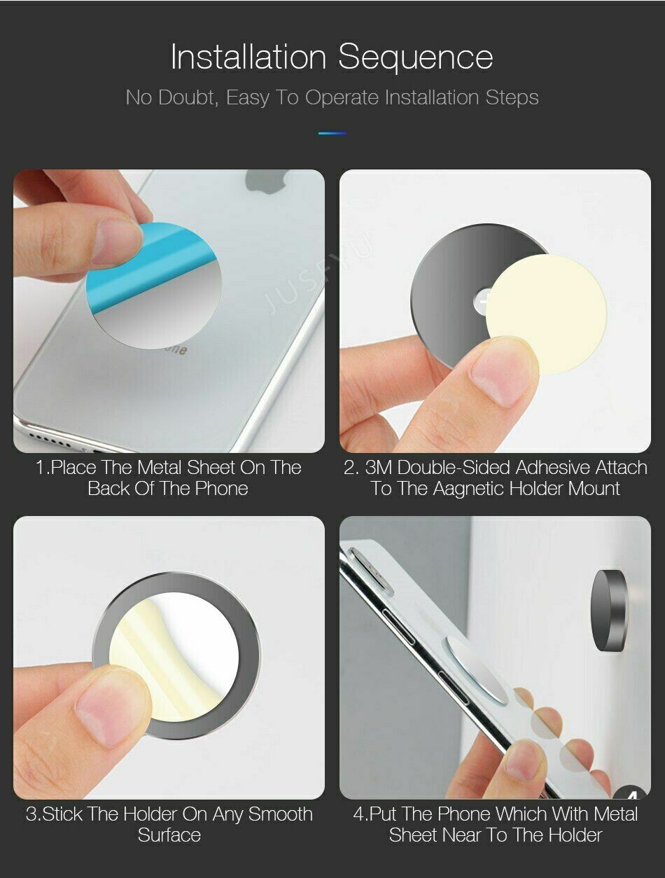 2 Pack Magnetic Car Mount Universal Phone Holder Universal Stick On Dashboard