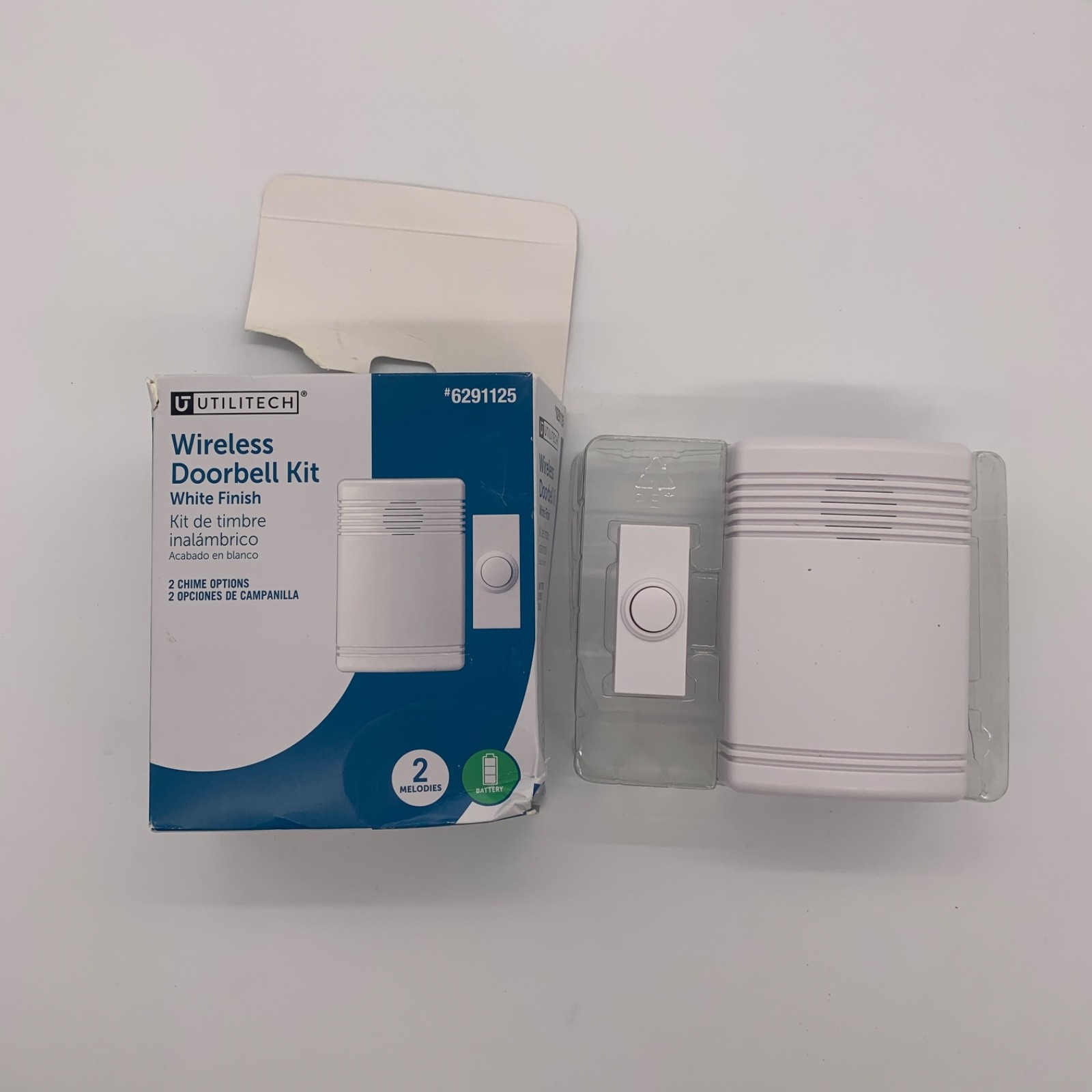 Utilitech Wireless Doorbell Kit White 6291125 2 Chime Options