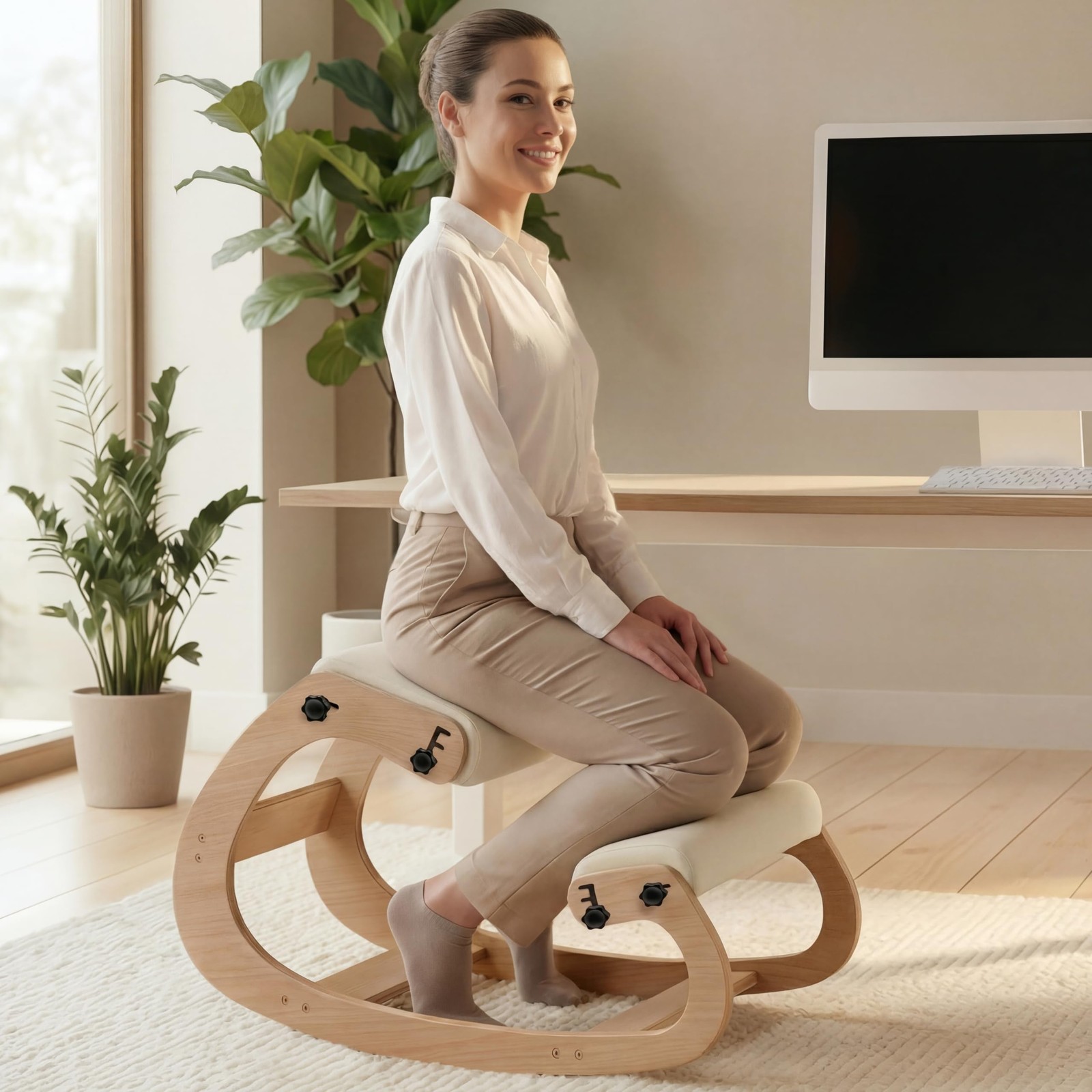 Ergonomic Kneeling Chair with Adjustable Seats - Knee Chair for Posture Corre...