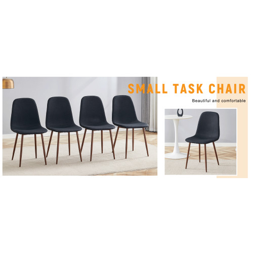Luxury Simple Chair - Set Of 4 BLACK Linen-Cotton Material High Resilience Chair