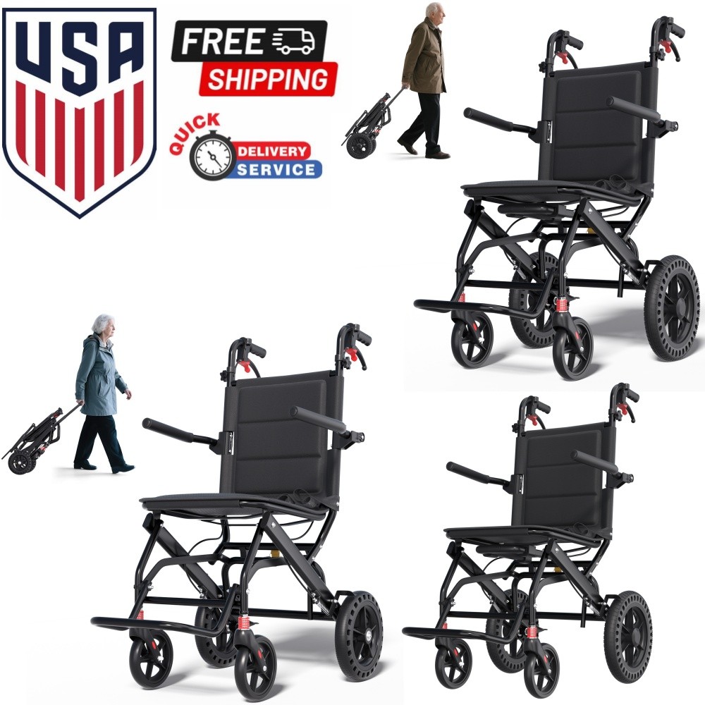 Foldable Portable Lightweight Transport Wheelchair Travel Wheelchair For Adults