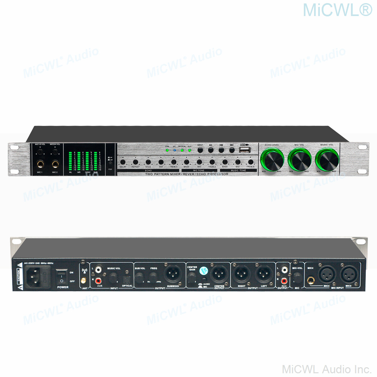 MiCWL X8 Digital Audio Effects Processor DJ Karaoke Player Mixer Reverb Echo USB