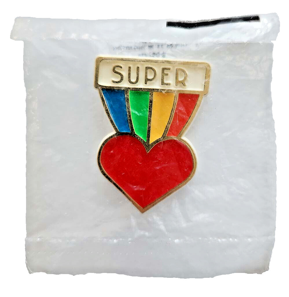 Hallmark PIN Valentines Vintage HEART Rainbow SUPER 1981 Brooch 1.75 NEW MIP