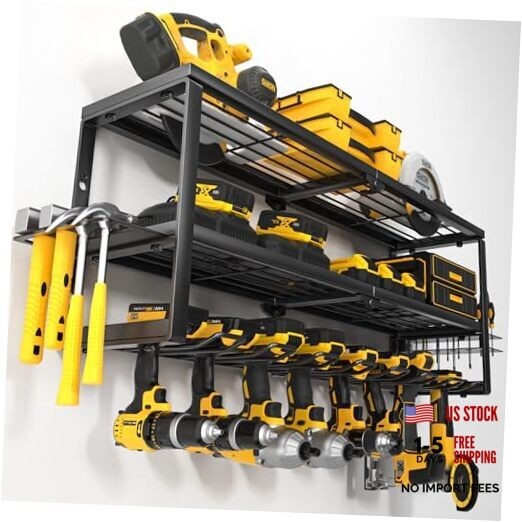 Heavy Duty Power Tool Organizer Wall Mount, Cordless 32 Inch 8 Drills Holder