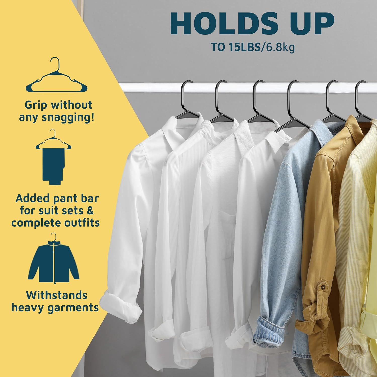 Plastic Clothes Hanger Set - 50 Pieces Versatile, Lightweight, Space-Saving, Non