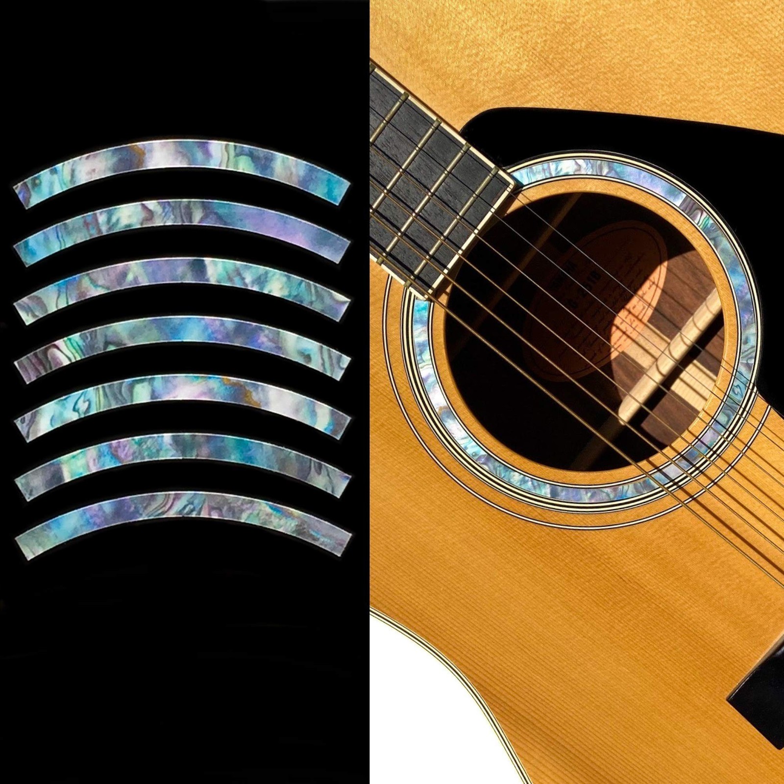 Inlay Sticker Decal Acoustic Guitar Purflinng Sound hole In Abalone Theme - R...