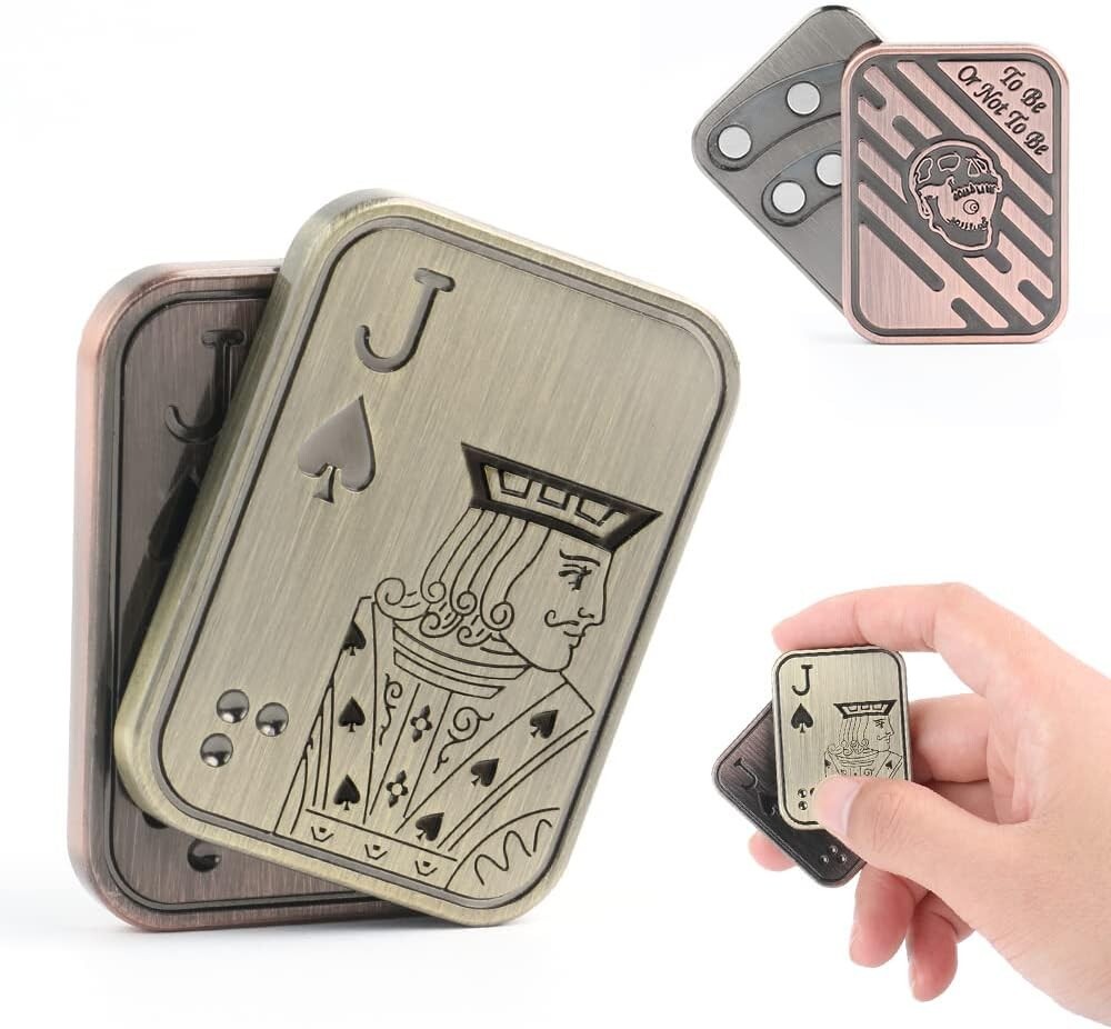 Metal Poker Magnetic Fidget Push Slider Card Stress Relief stainless EDC Toy -J
