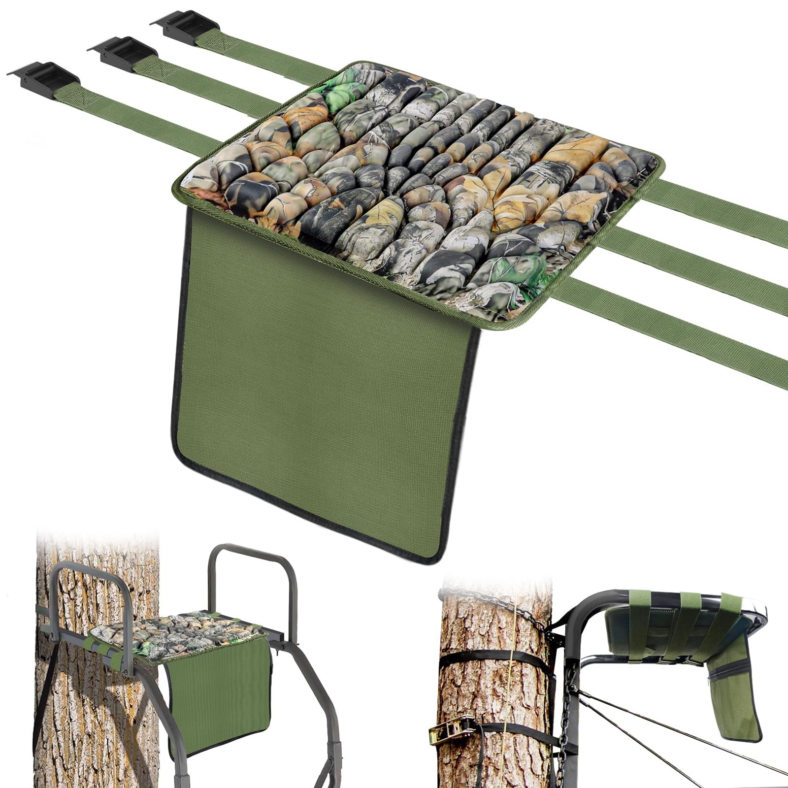 Tree Stand Seat Replacement with Pocket, Universal Memory Foam Hunting Seat C