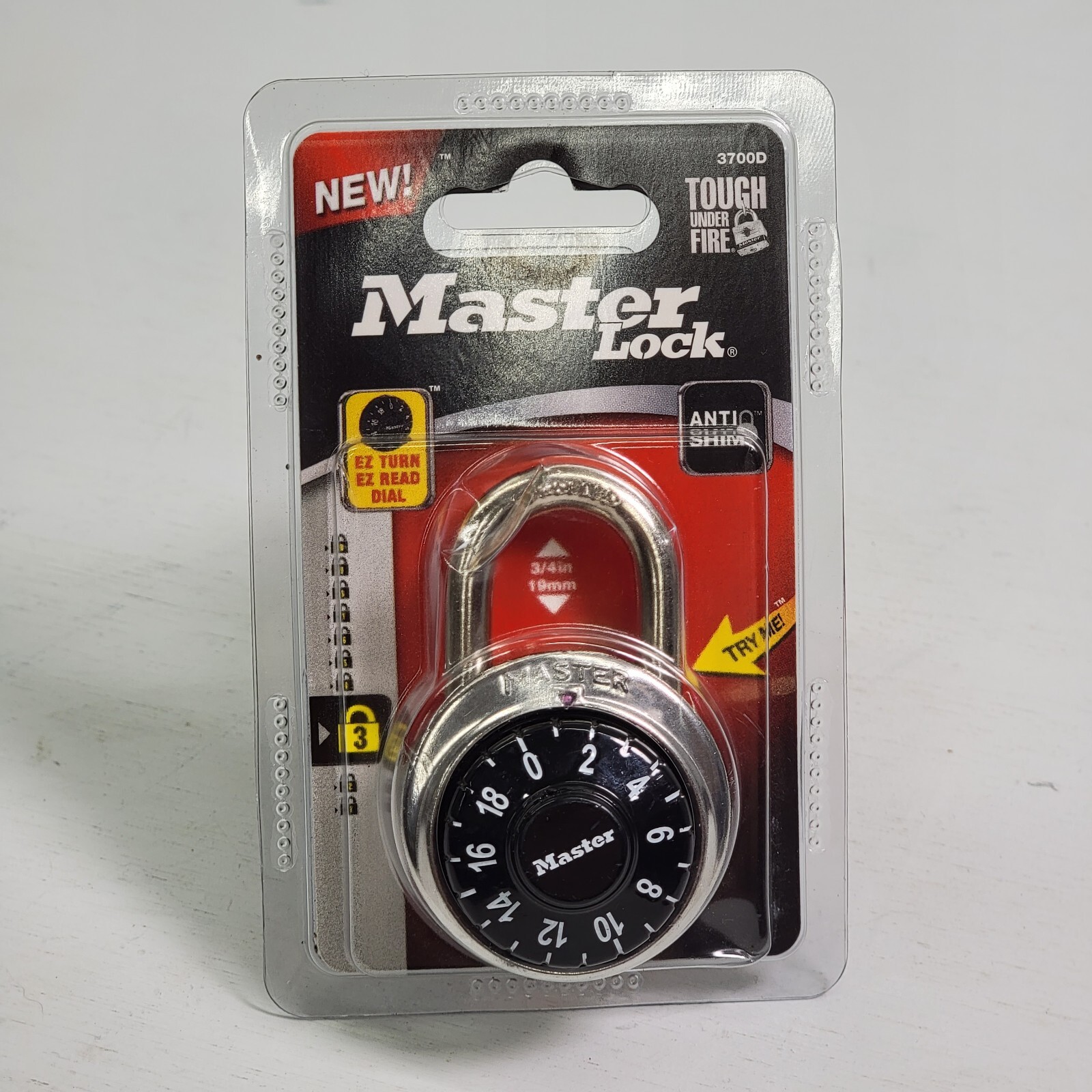 New MasterLock 3700D 3/4" Combination Padlock Black EZ Turn/Read Dial Anti Shim