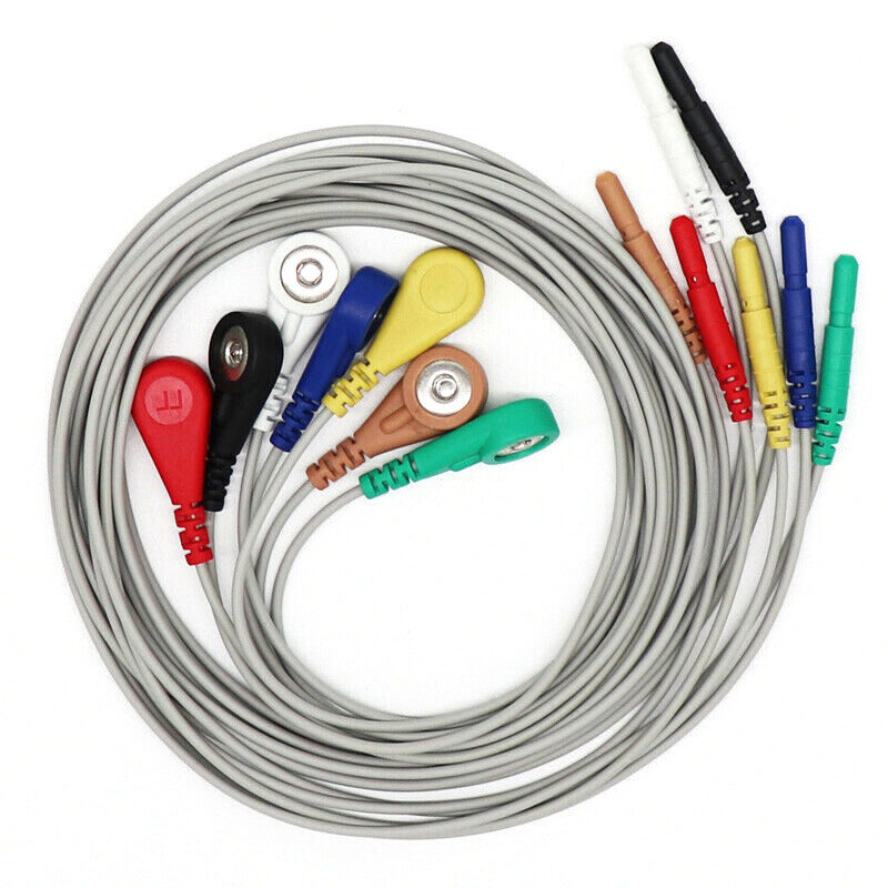 Din 1.5mm 7-lead snap type ECG/EKG TPU cable With Leadwire for patient monitor