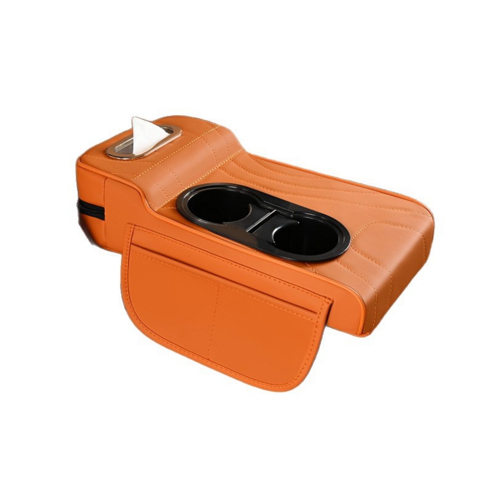 Car Center Console Armrest Pad Organizer Cup Holder Leather Cover