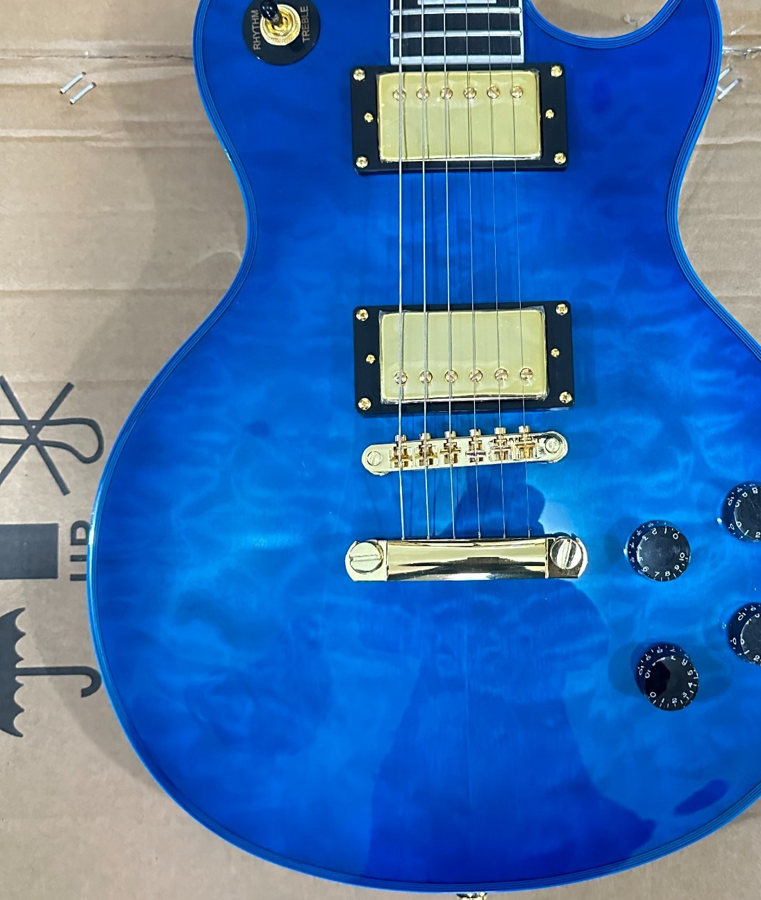 Dark Blue LP Style Electric Guitar Rosewood Fingerboard Gold Hardware