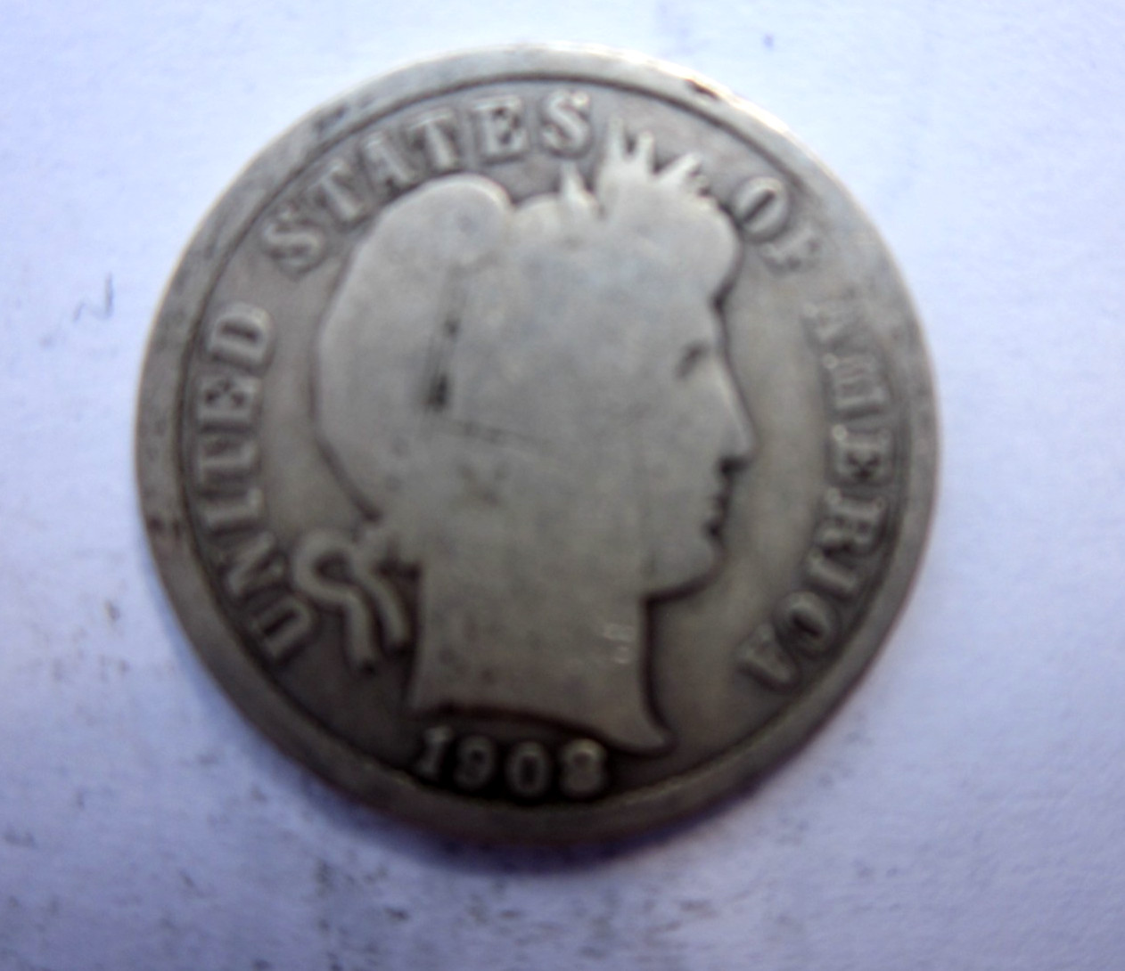 1908-S BARBER DIME 10C SILVER PHILADELPHIA MINT NICE RARE DATE COLLECTOR