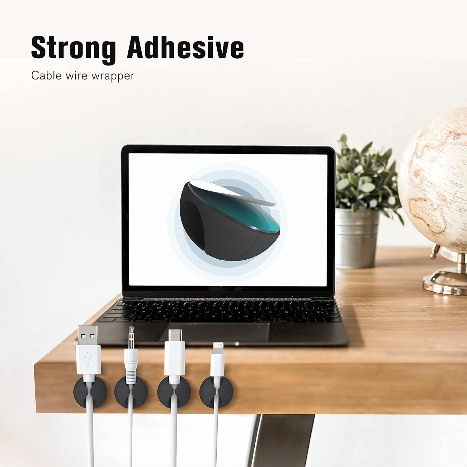 12 Pack Adhesive Cable Clips Cord Organizer Cable Management Holders Cable Ties