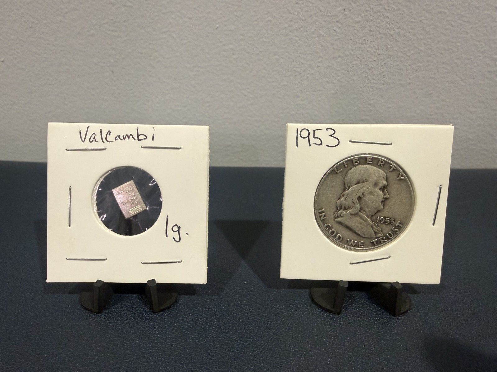 Silver Franklin half dollar + 1 gram valcambi silver. 90% silver coin Fast ship