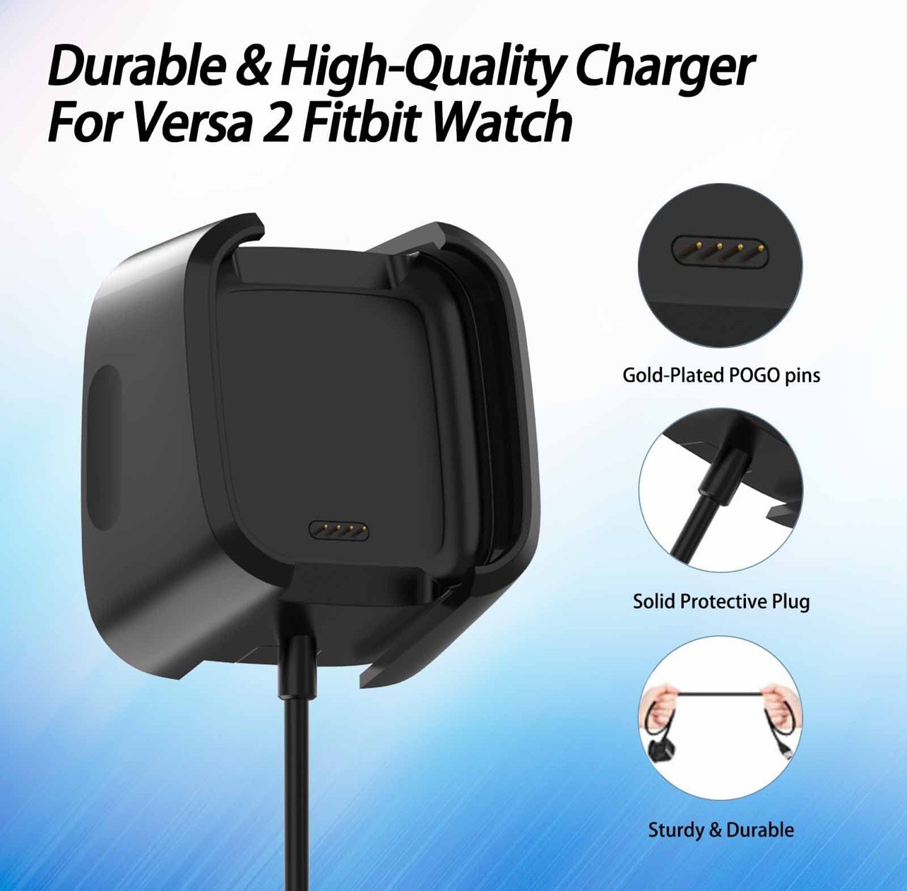 Fitbit Versa & Versa Lite & Versa SE USB Charging Dock Station Cable Charger kit