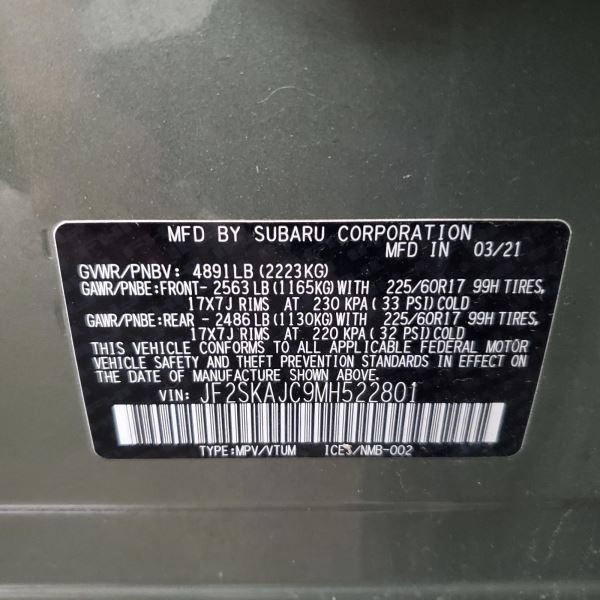 FORESTER 2021 Air Shutter 1021818