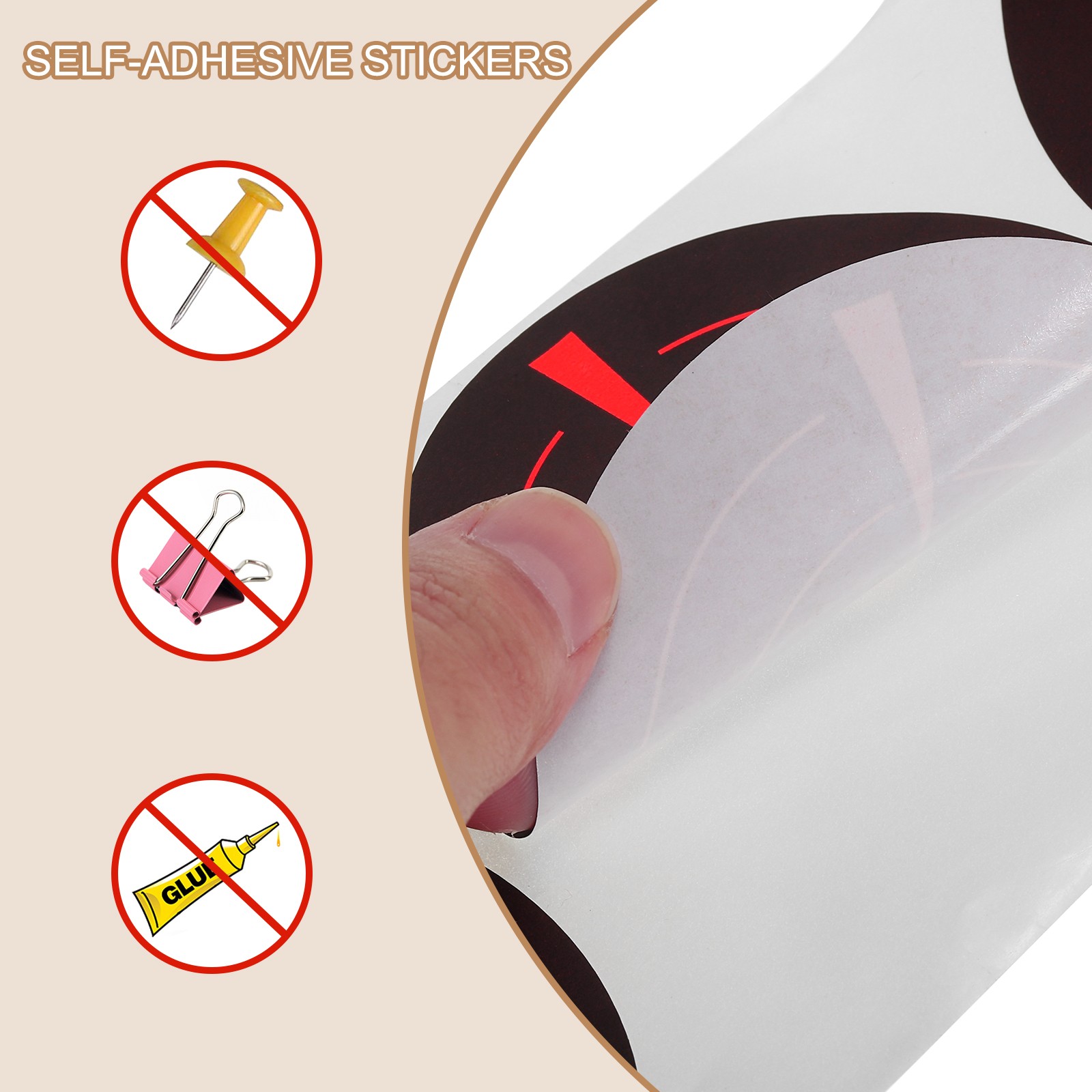 1 Roll Fluorescent Round Splatter Target Stickers 3", Black/Red