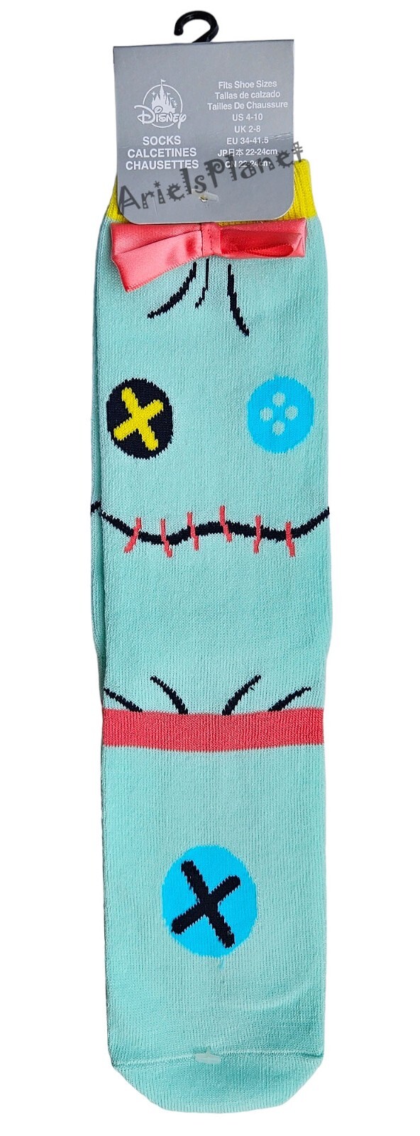 Disney Parks Lilo and Stitch Star Scrump Pair of Adult Socks & Bow Size US 4-10