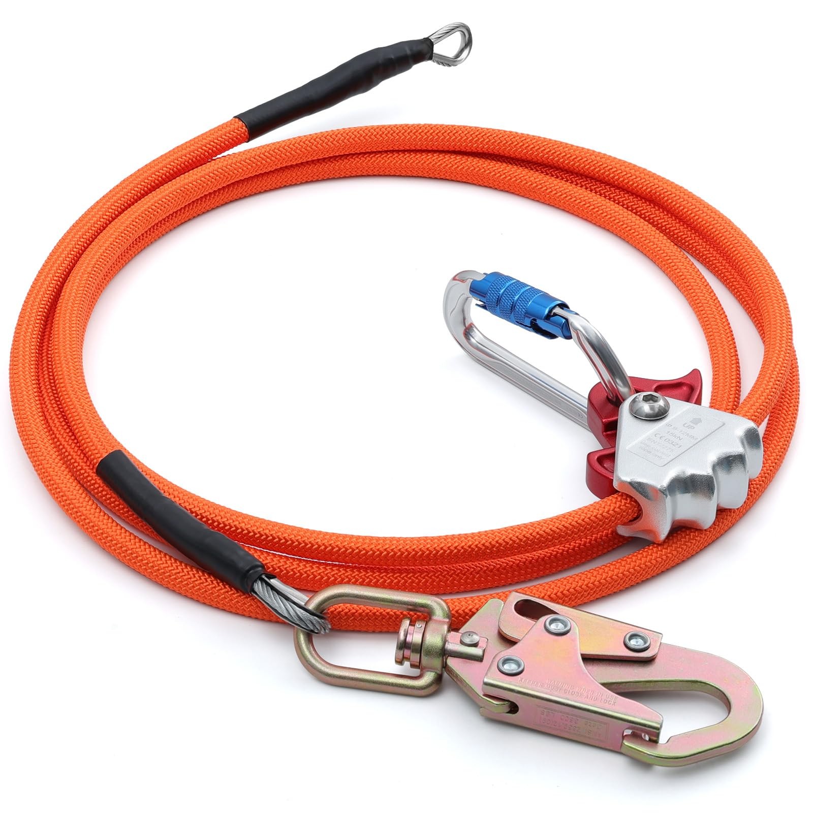 Steel Wire Core Flip Line Kit 1/2" X16ft Arborist Equipment,Adjustable Lanyar...