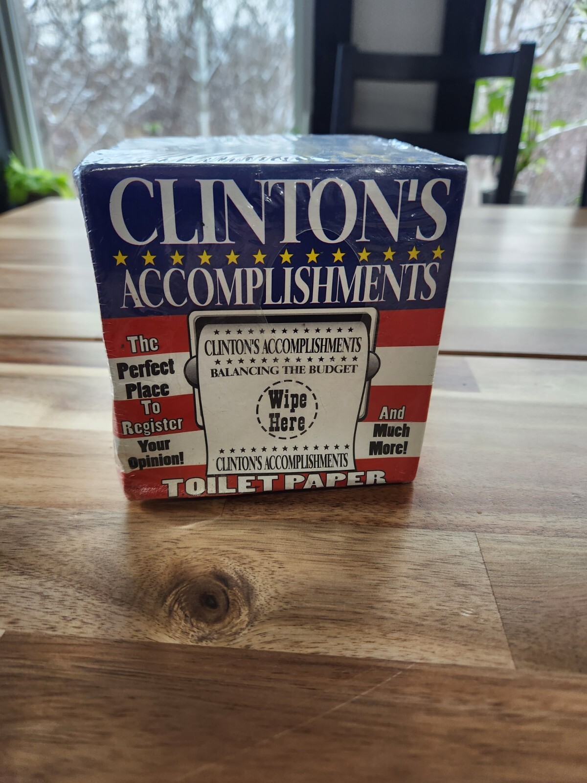 Sealed Vintage Clinton's Accomplishments Toilet Paper, Novelty Political Gift