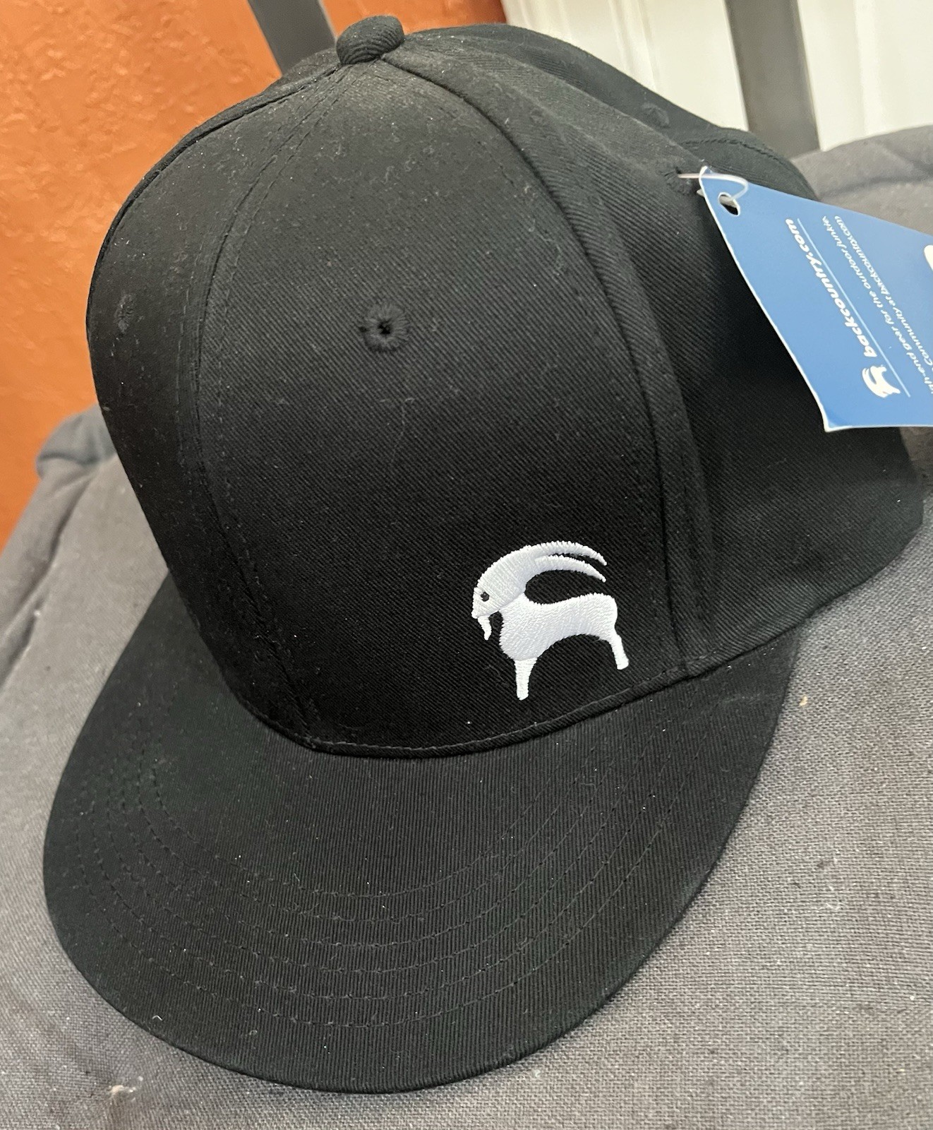 Goat Logo Backcountry Trucker Cap Flat Brim Snapback Black NEW!