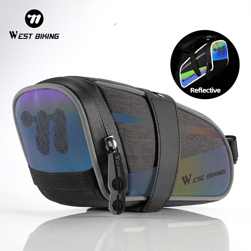 WEST BIKING Colorful Reflective Bike Bicycle Under Seat Saddle Tail Bag 1.8L