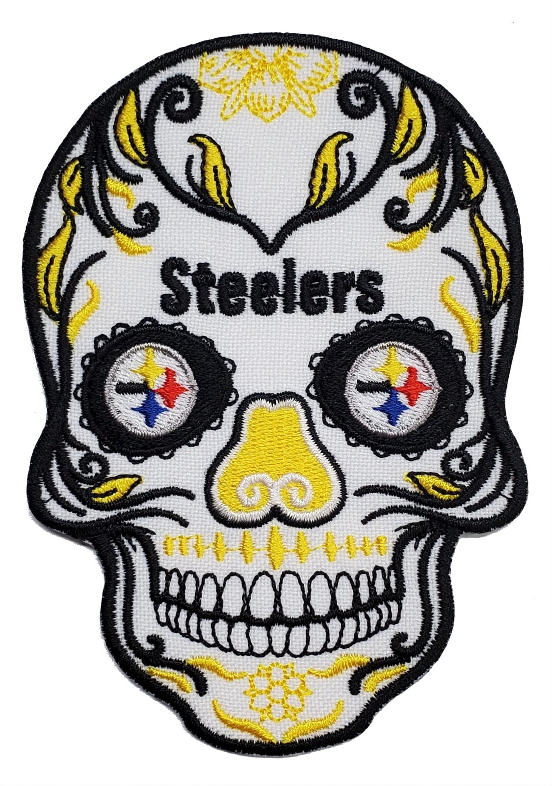 Steelers Skull Football Embroidered Iron On Patch