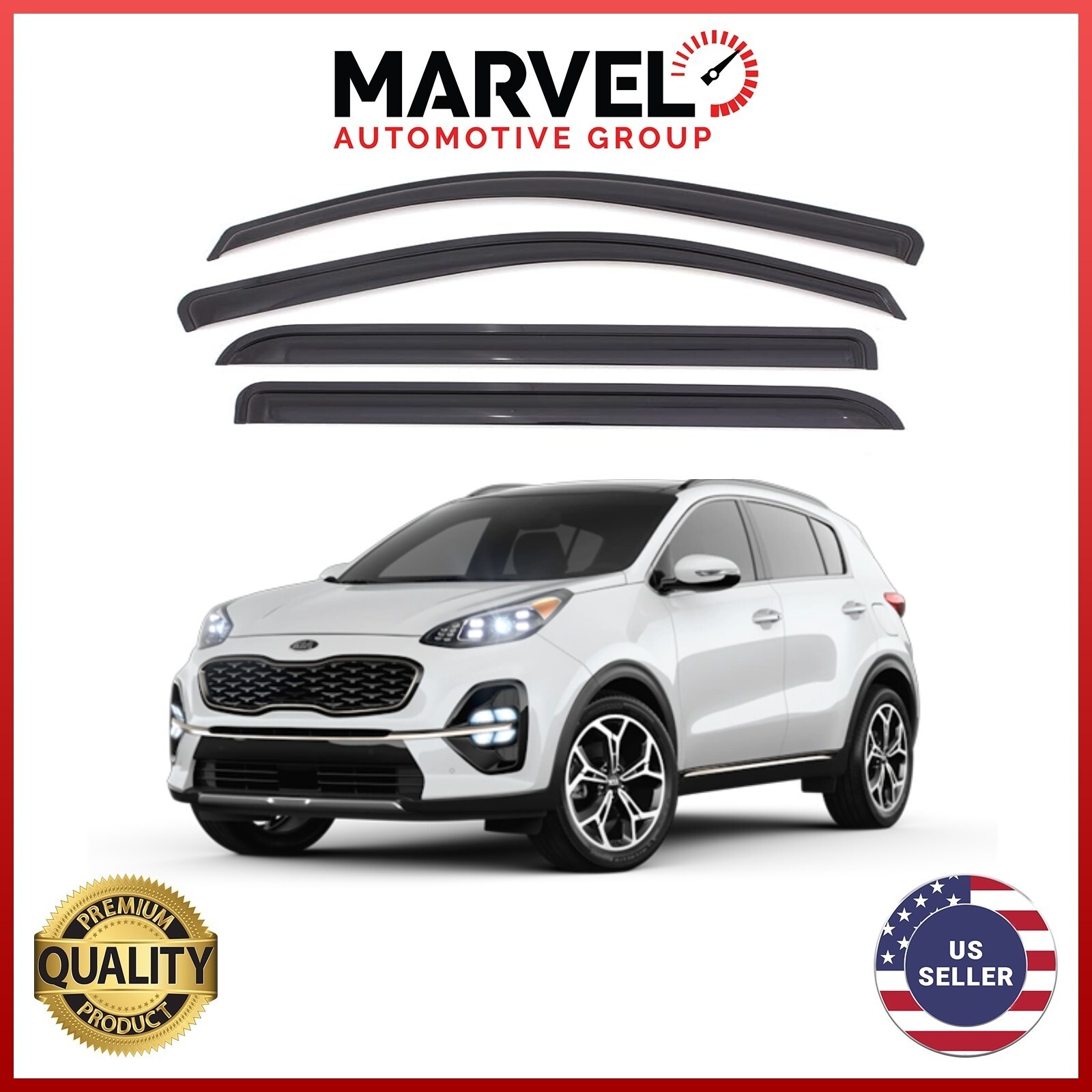For Kia Sportage 2017-2022 Black Window Vent Visor Rain Guards Deflectors