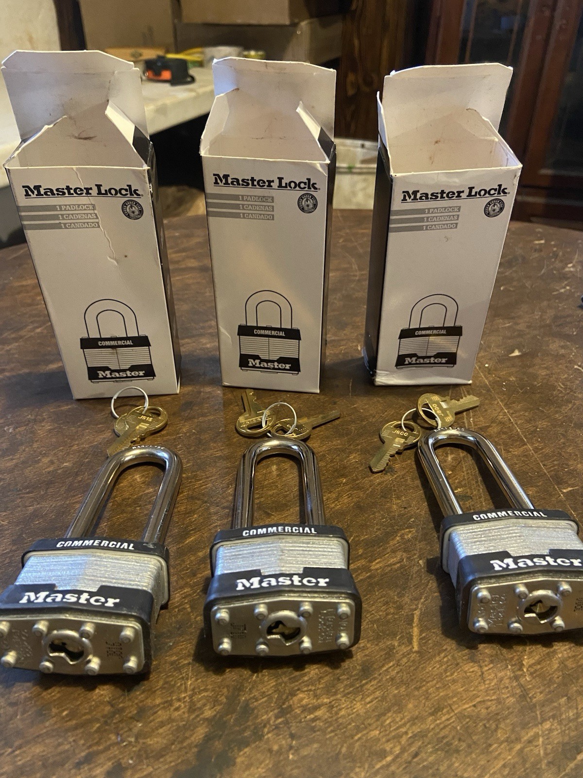 Lot Of 3 Commercial Master Lock 3” Shackle Keyed Different New