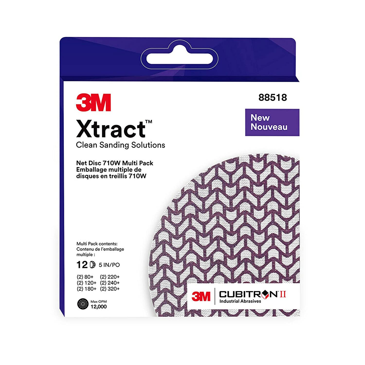 3M 710W Xtract Cubitron II Net Discs [Multipack]: 5 in. width (Purple) *12-discs