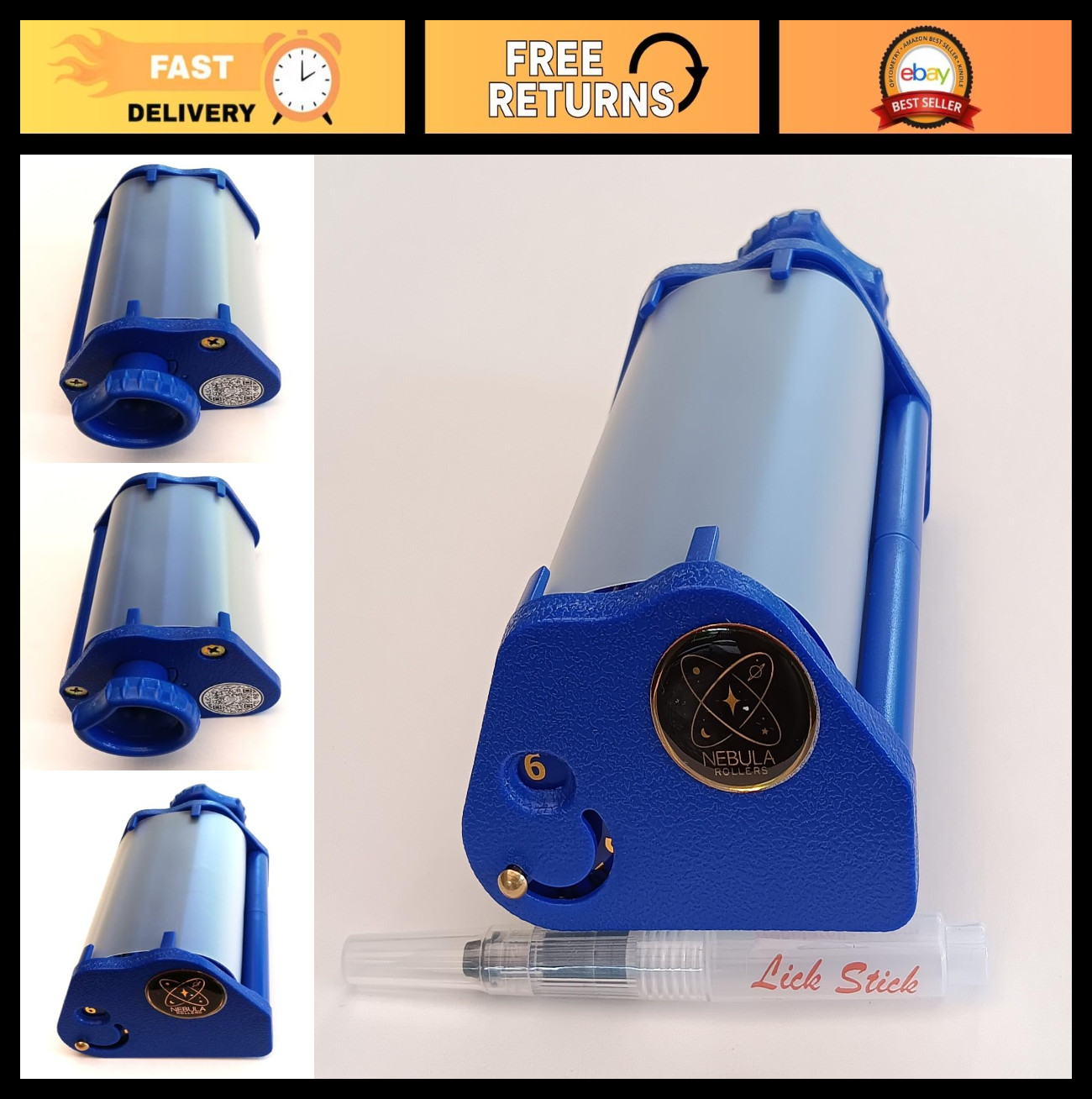 King Size Rolling Machine 110mm - Adjustable 6mm to 11mm Dial, Blue Color