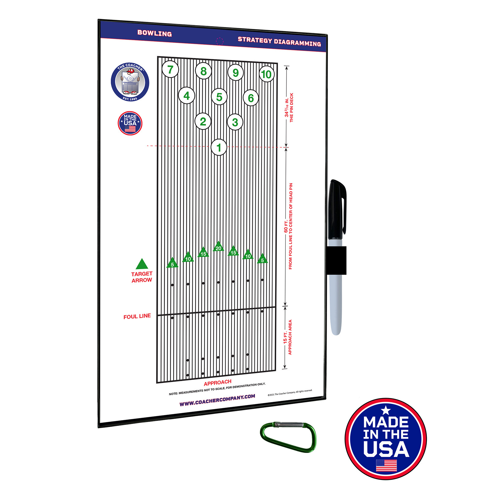 Premium Coacher Bowling Coaching Coach Clipboard  Board  - Made in the USA