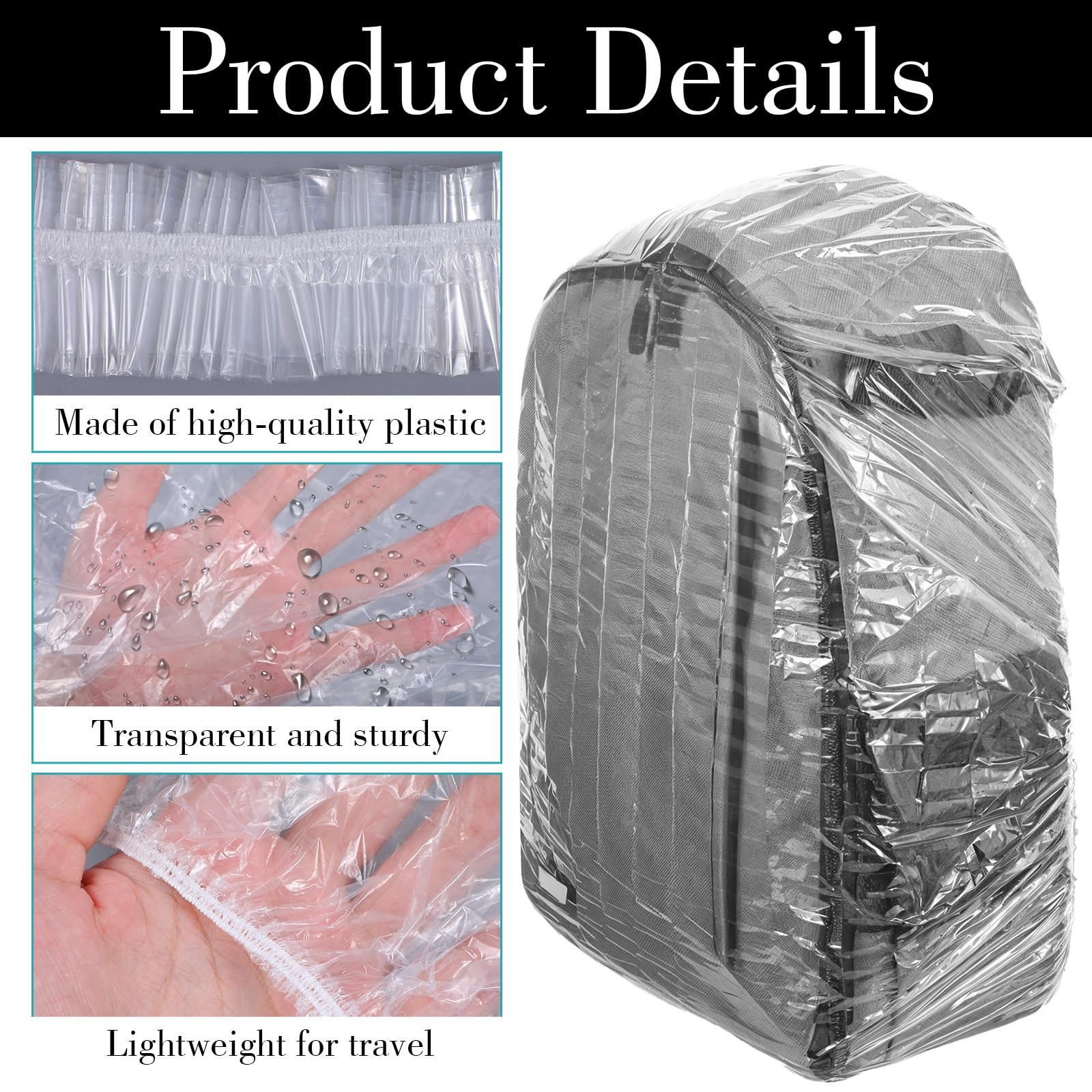 10 Pack Backpack Rain Cover, Disposable Waterproof Lightweight Backpack Cover...
