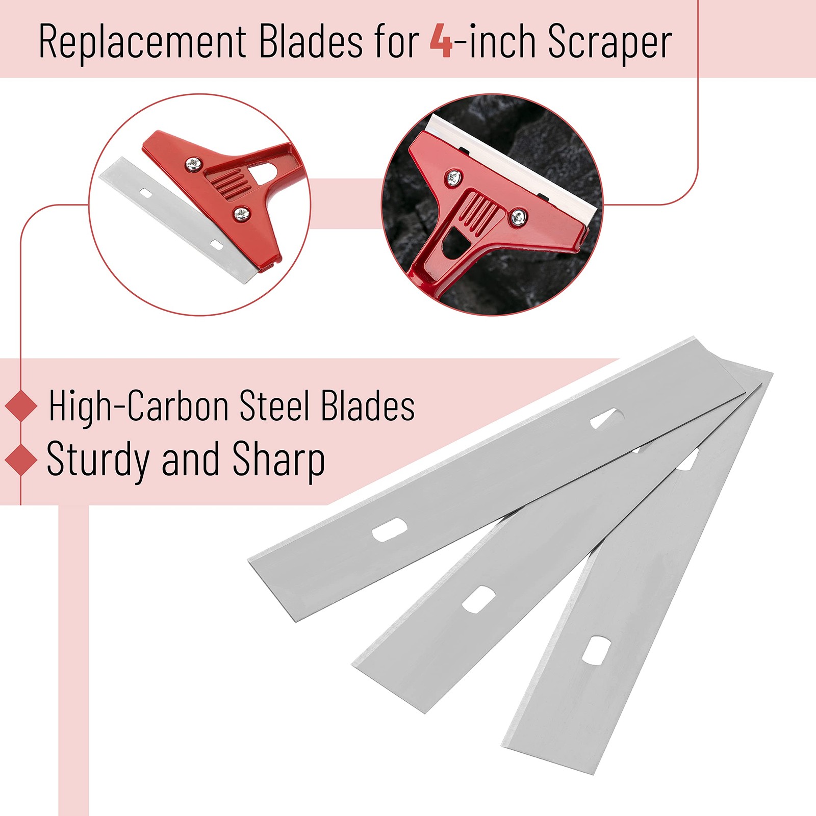 Bates Replacement Scraper Blades, 4 Inch, 10 Pcs, Scraper Blades, Floor Scrap...