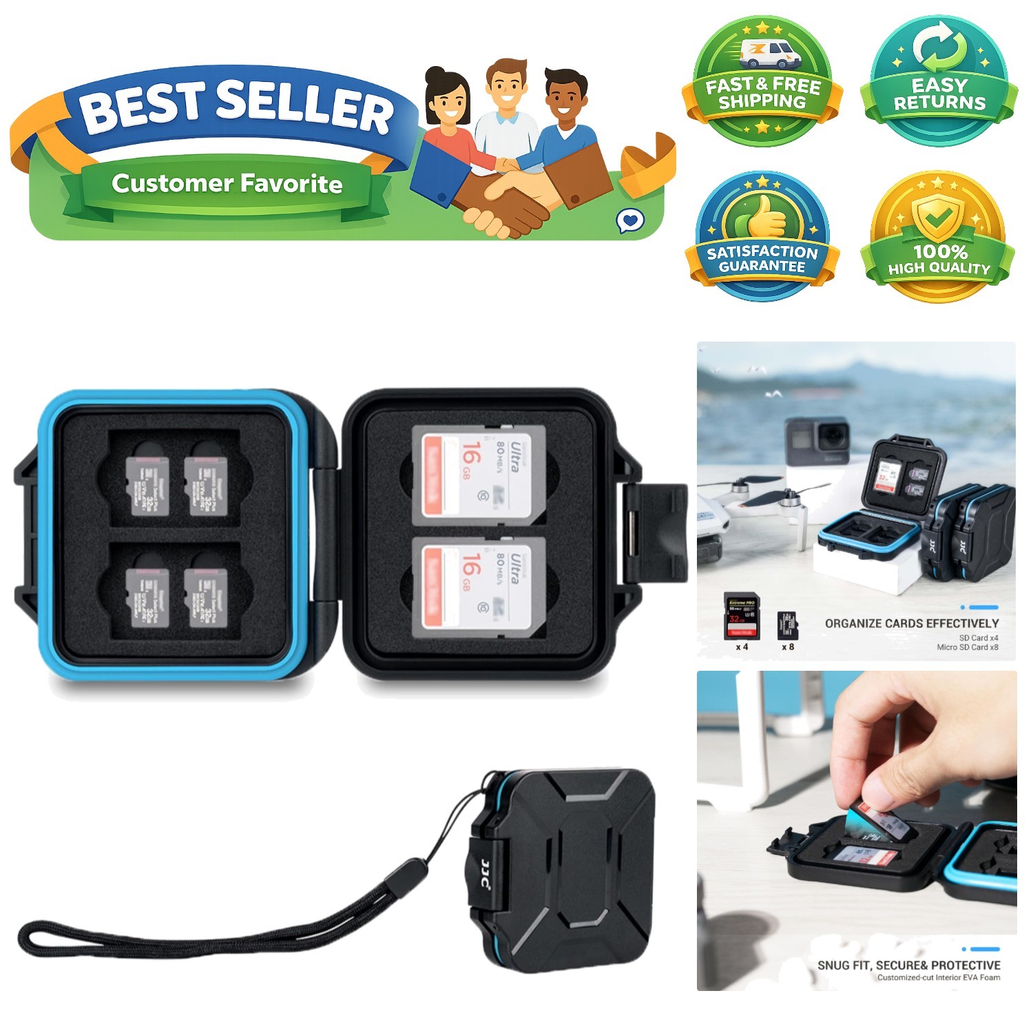 12 Slots Portable SD Micro SD Memory Card Case, Water-Resistant and Anti-Shoc...