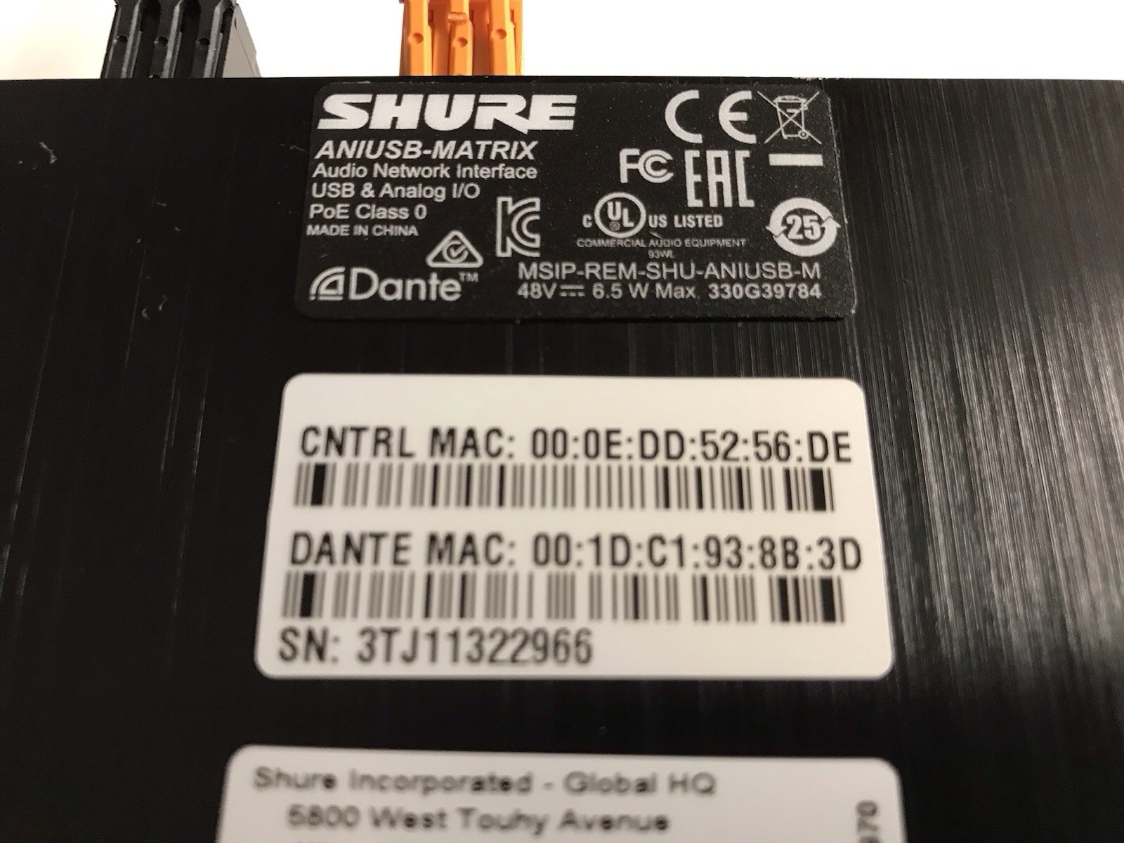 SHURE ANIUSB-MATRIX AUDIO NETWORK INTERFACE USB ANALOG DANTE FREE SHIP & MORE