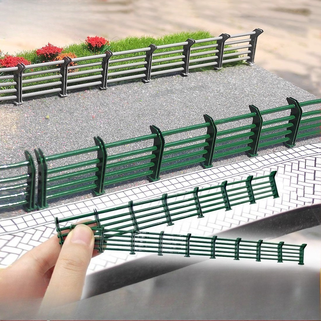 1:64/87 Diorama Diecast Car Garage Road Barrier Model Street Highway Fence Scene