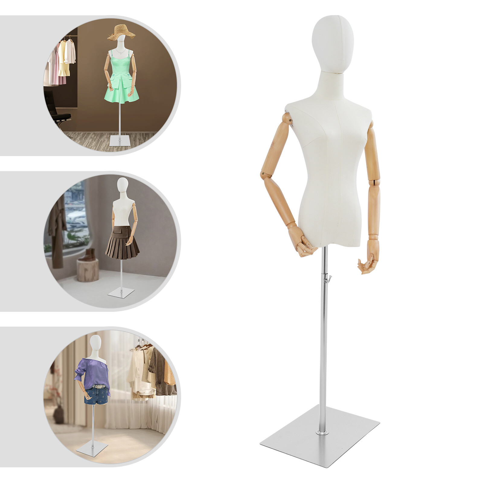 Female Mannequin Adjustable Height Female Dress Form Display Female Mannequin US